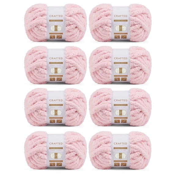 Crafted By Catherine Chunky Chenille Yarn - 8 Pack (8oz / 227g, 31.7 Yards Each Skein), Light Pink, Gauge 7 Jumbo