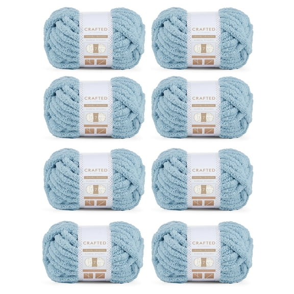 Crafted By Catherine Chunky Chenille Yarn - 8 Pack (8oz / 227g, 31.7 Yards Each Skein), Slate Blue, Gauge 7 Jumbo