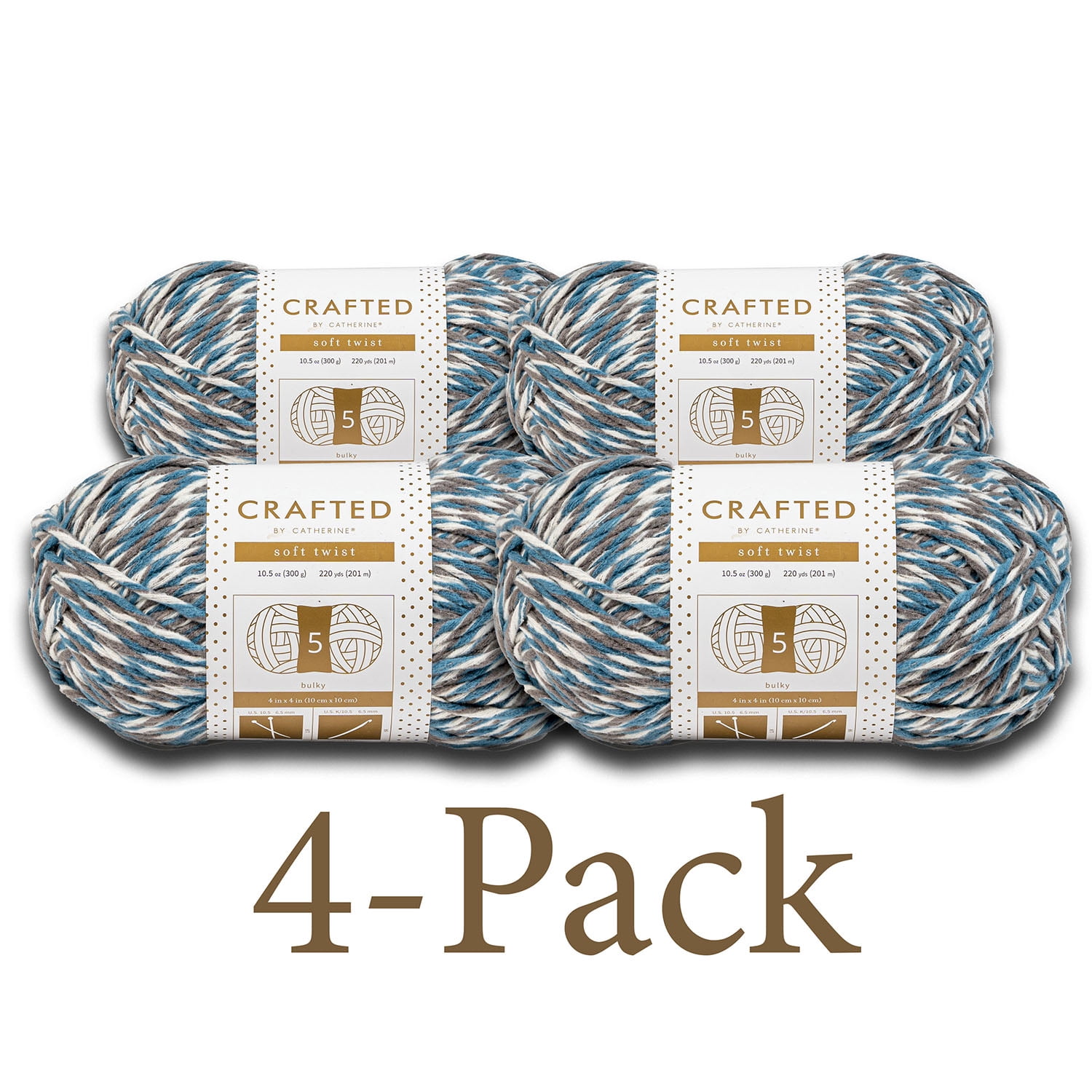 Crafted By Catherine Soft Twist, 100% Polyester, 220 yd, Blue, Pack of 4 