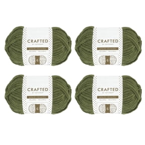 Crafted by Catherine Plush Chenille Yarn for Knitting, Crocheting and Amigurumi - 4 Pack (8.8 oz / 250g, 152 yards each skein), Olive Green, Gauge 6 Super Bulky