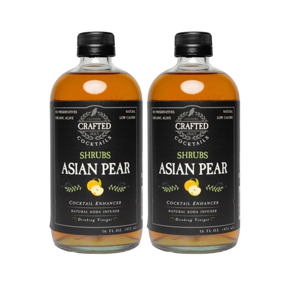Crafted Cocktails Asian Pear Shrubs, 16 fl oz, 2 Pack | Drinking Vinegar with Pear, Vinegar & Agave | Great for Cocktails, Mocktails, or Craft Drinks