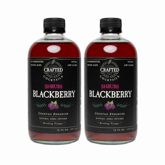Crafted Cocktails Blackberry Shrubs, 16 fl oz, 2 Pack | Drinking Vinegar with Natural Blackberry & Agave | Great for Cocktails, Mocktails, or Craft Drinks