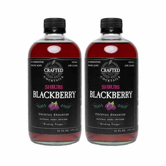Crafted Cocktails Blackberry Shrubs, 16 fl oz, 2 Pack | Drinking Vinegar with Natural Blackberry & Agave | Great for Cocktails, Mocktails, or Craft Drinks