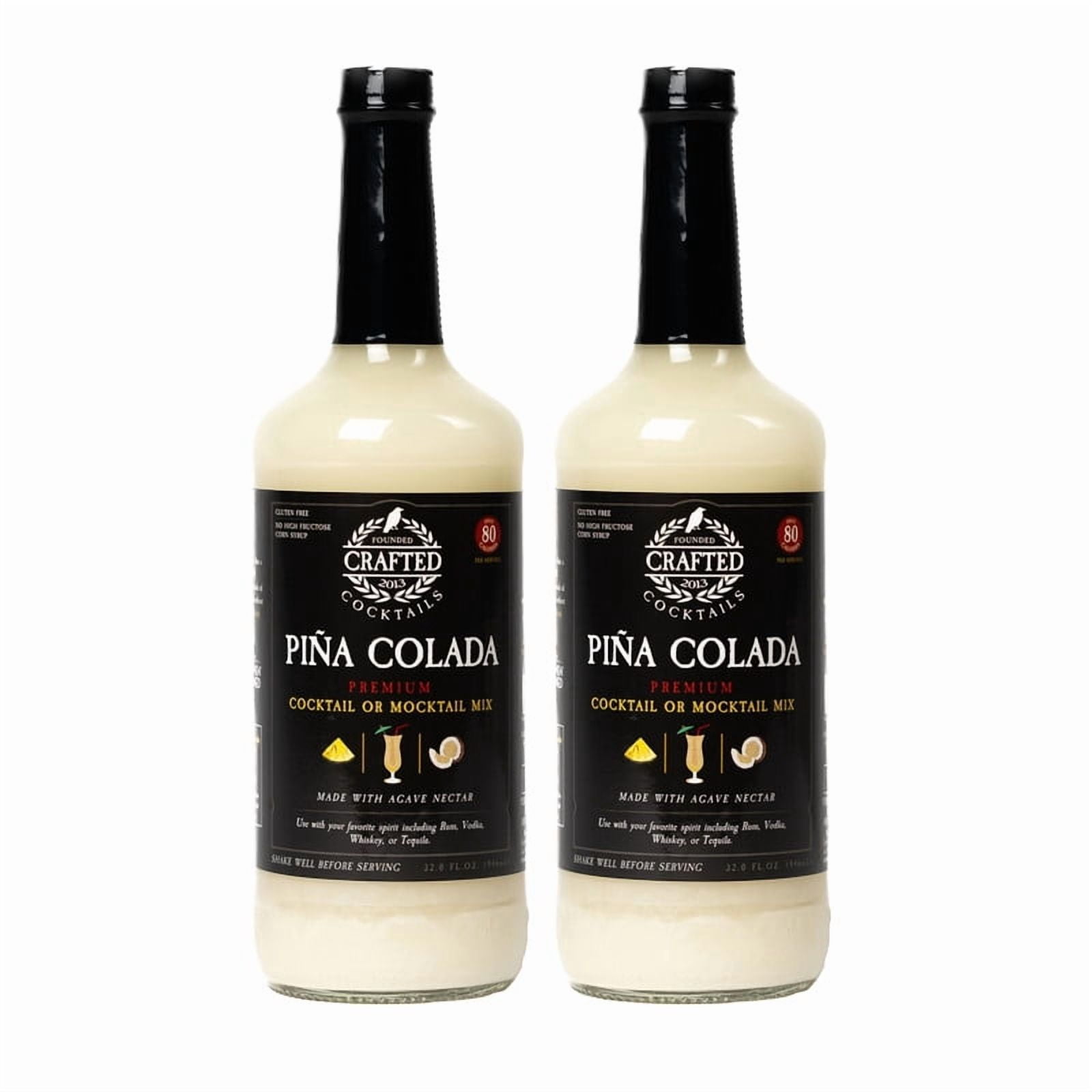 Crafted Cocktails Piña Colada Mix, 32 fl oz, 2 Pack | Made with Coconut Cream, Pineapple, and Agave | 80 Calories per Serving | Tropical Cocktail Mixer