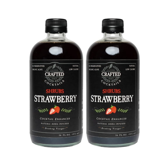 Crafted Cocktails Strawberry Shrubs, 16 fl oz, 2 Pack | Drinking Vinegar with Strawberry, Vinegar & Agave | Great for Cocktails, Mocktails, or Drinks