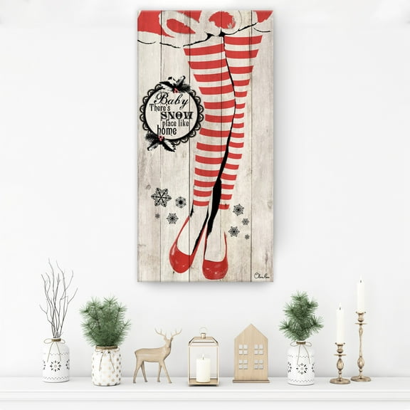 Crafted Creations Striped Stockings Christmas Canvas Wall Art  - 24" x 12"