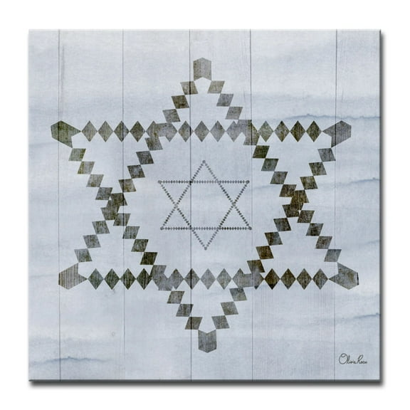 Crafted Creations Blue and Black Star of David V Square Wall Art Decor 12" x 12"