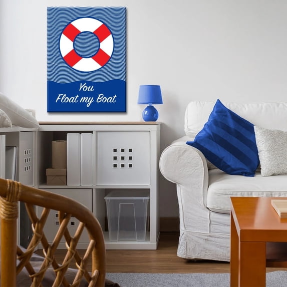 Crafted Creations You Float my Boat Canvas Wall Art - 20" x 16" - Blue and Red
