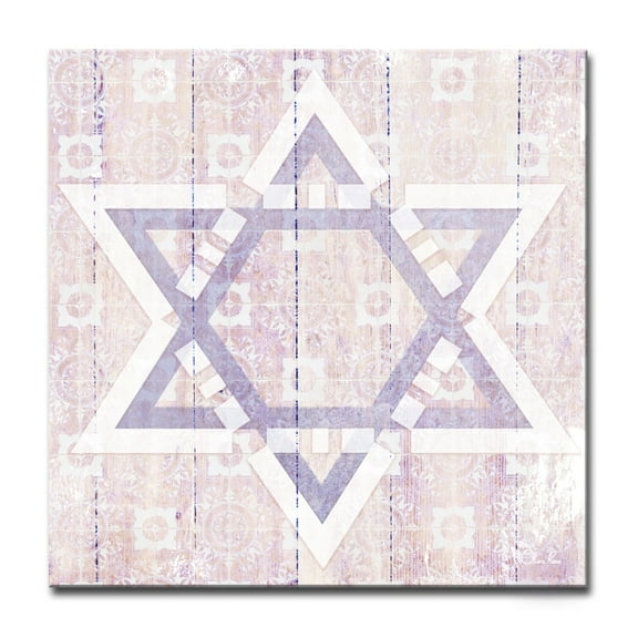 Crafted Creations Blue and White Star of David II Square Wall Art Decor 12" x 12"