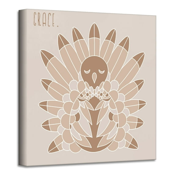 Brown and Beige Minimal Turkey I Canvas Thanks Giving Wall Art Decor 30" x 30"