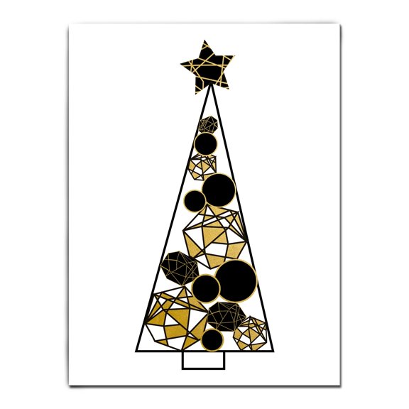 Gold and Black Glam Tree Christmas Wrapped Rectangular Wall Art Decor 16" x 12"