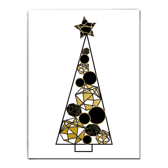 Crafted Creations Glam Christmas Tree Canvas Wall Art - 20" x 16" - Gold and Black