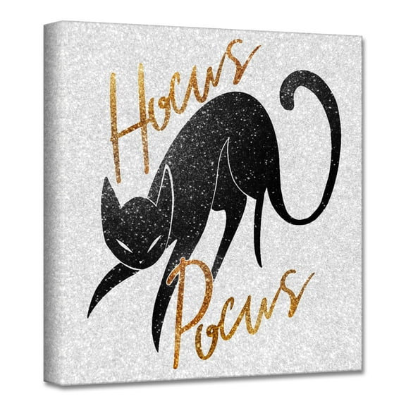 Gray and Black 'Hocus Pocus' Canvas Halloween Wall Art Decor 20" x 20"