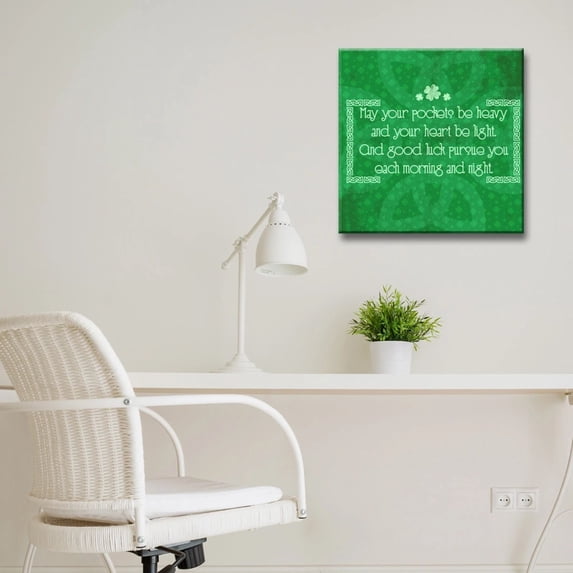 Crafted Creations Good Old Irish Luck St. Patrick’s Day Canvas Wall Art - 12" x 12" - Green