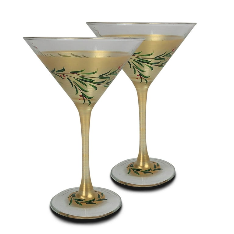 Hand Painted Christmas Martini Glasses (Set of 2)