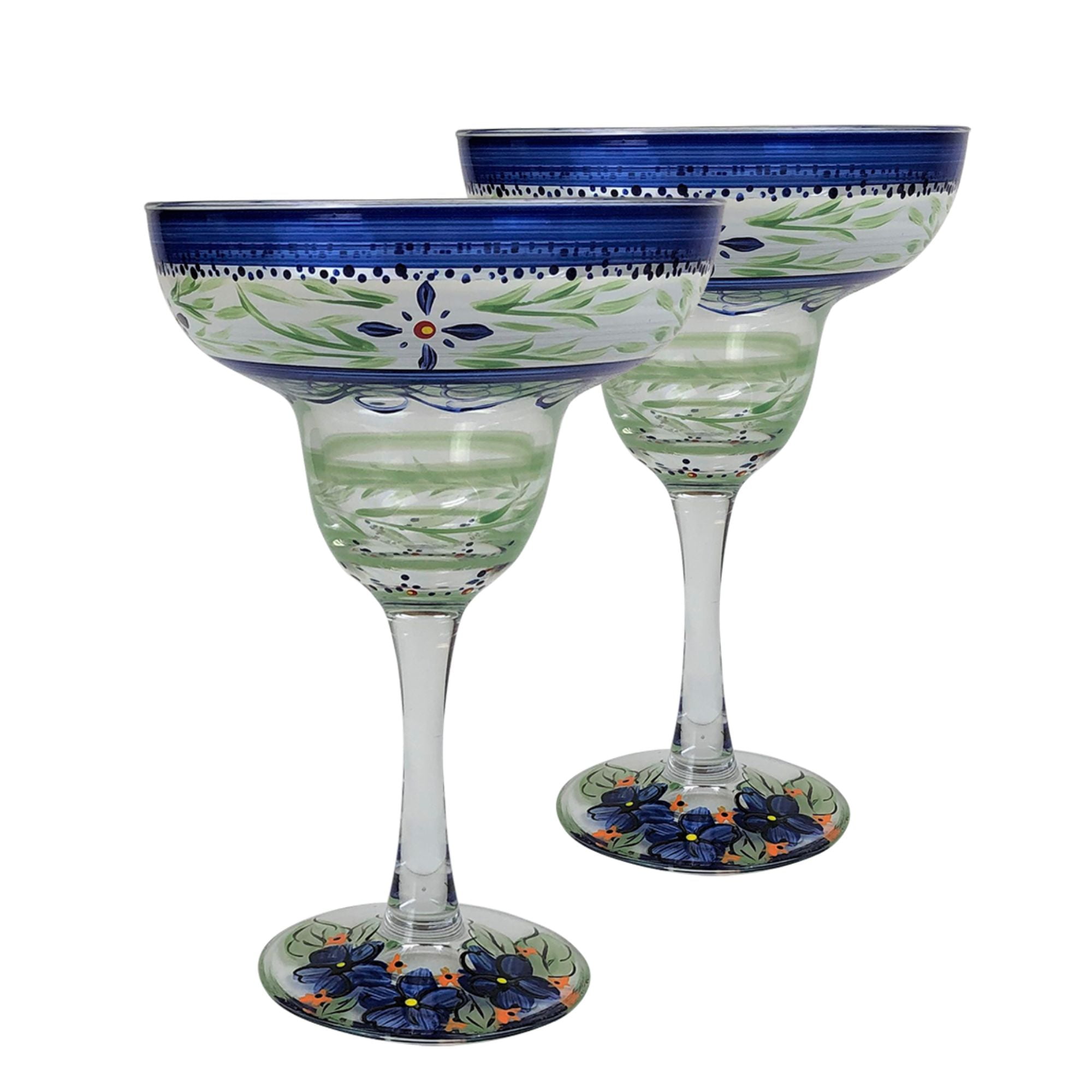 2 New Margaritaville Livin for the Weekend Stemmed cocktail Glasses Floral