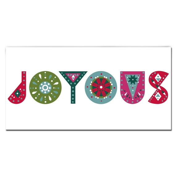 Vibrantly Colored "Joyous" Christmas Wrapped Rectangular Wall Art Decor 24" x 48"