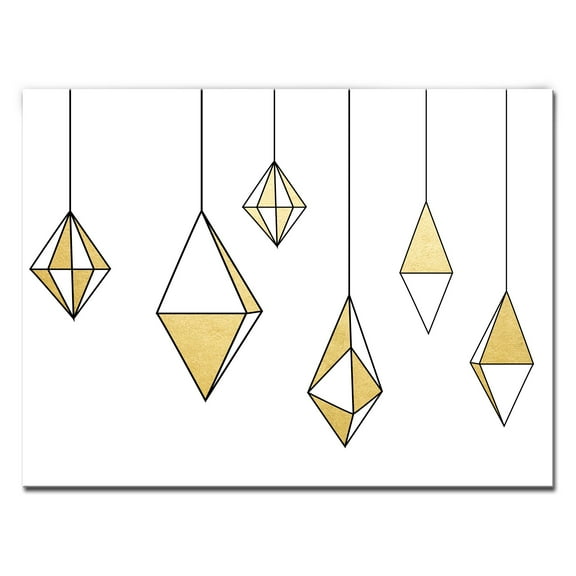 White and Gold Glam Dangles Christmas Wrapped Rectangular Wall Art Decor 20" x 30"