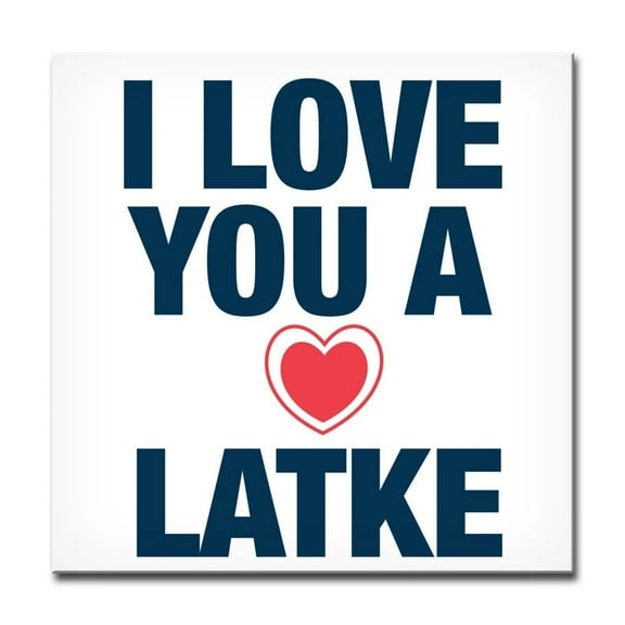 Crafted Creations White and Red "I LOVE YOU A LATKE" Hanukkah Square Cotton Wall Art Decor 12" x 12"