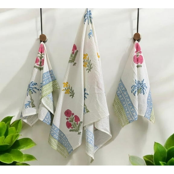 Crafted Waffle Towels – Stylish 3PC Bathroom Set