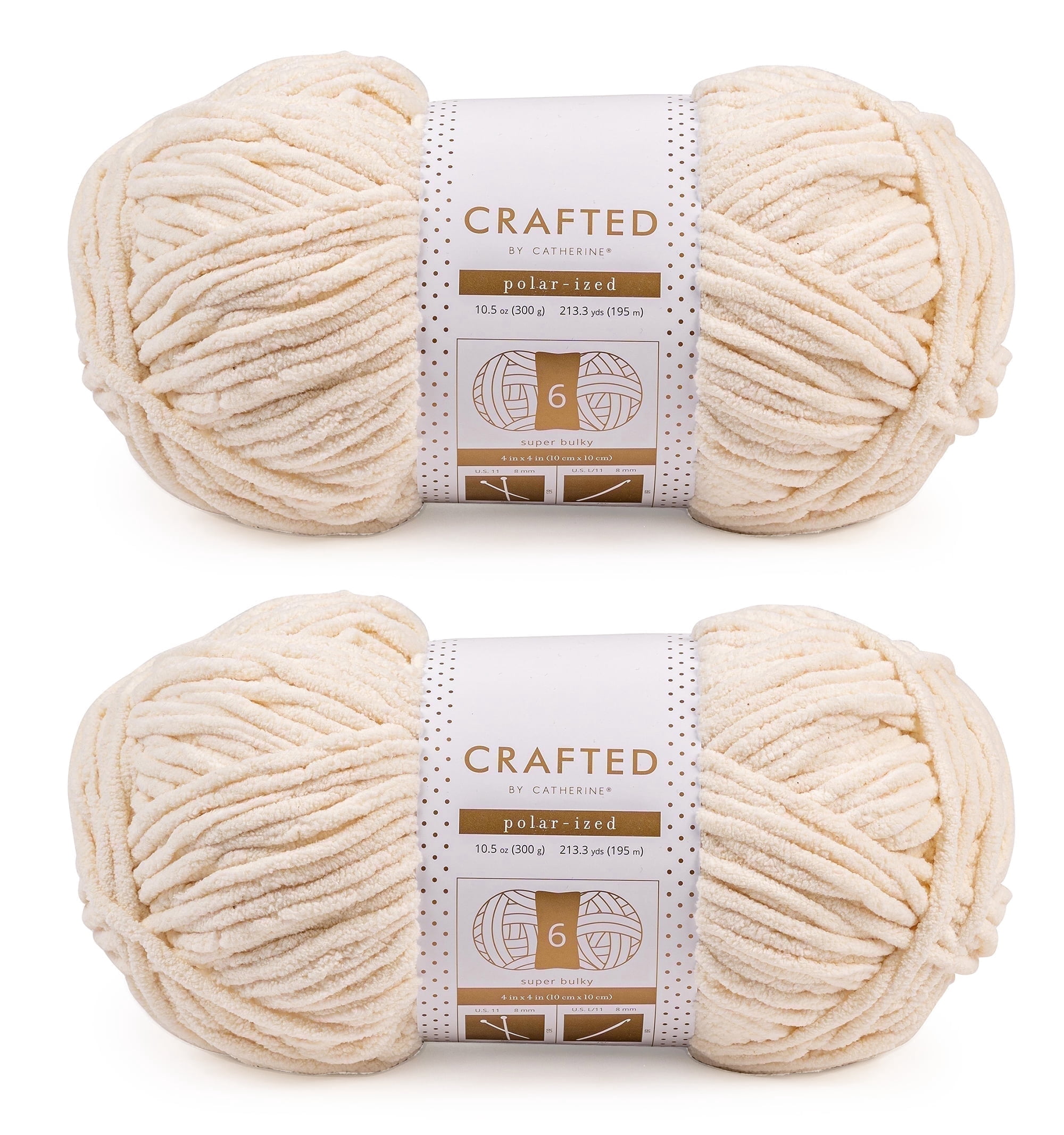 Crafted by Catherine Antique White Polarized Super Bulky Yarn, 213 Yards, 10.5oz/300g (2 Pack)