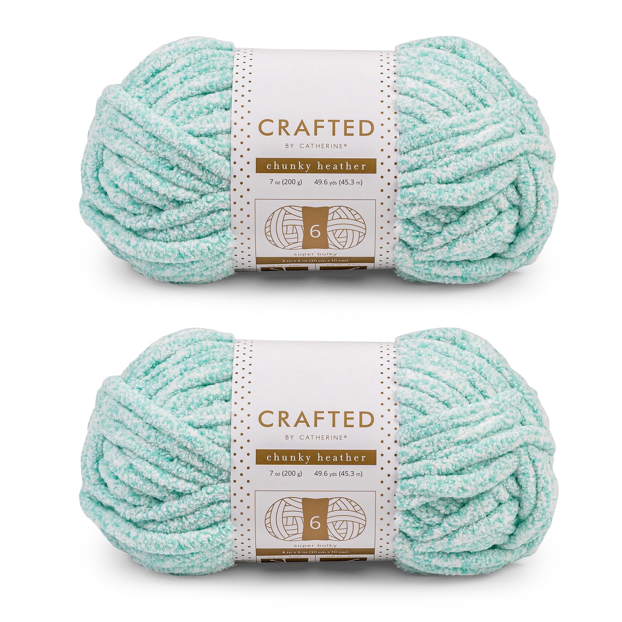 Crafted by Catherine Aqua Chunky Heather Super Bulky Yarn, 49 yards, 7oz/200g (2 Pack)