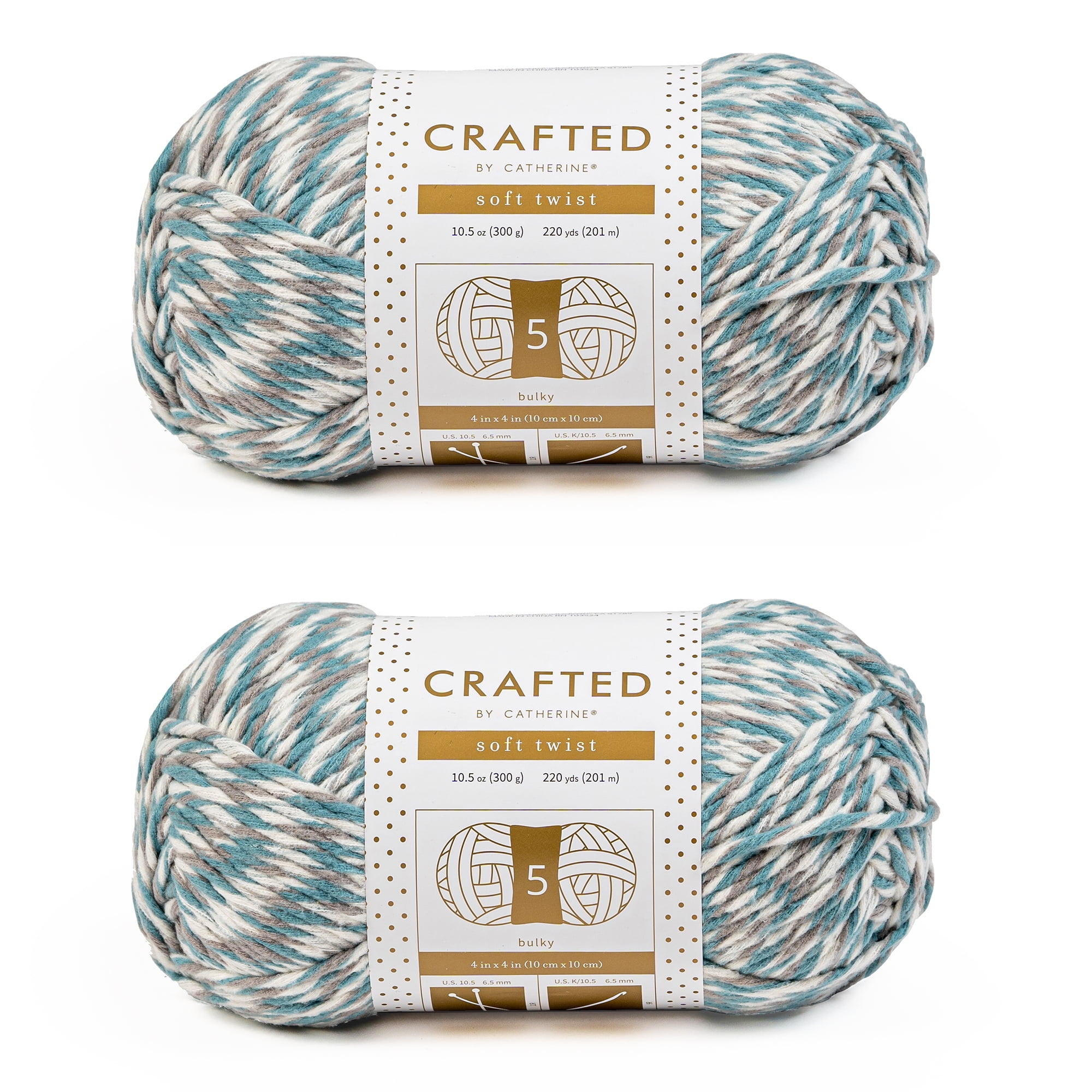 Crafted by Catherine Aqua Soft Twist Bulky Yarn, 220 yards, 10.5oz/300g (2 Pack)