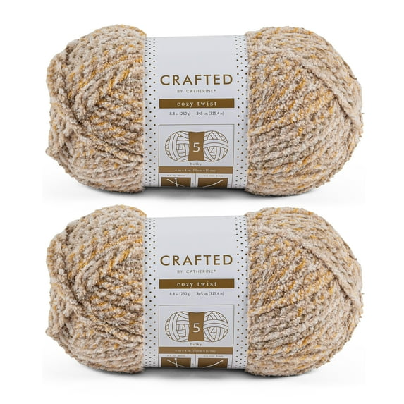 Crafted by Catherine Beige Multi Cozy Twist Bulky Yarn, 345 yards, 8.8 oz/250g (2 Pack)