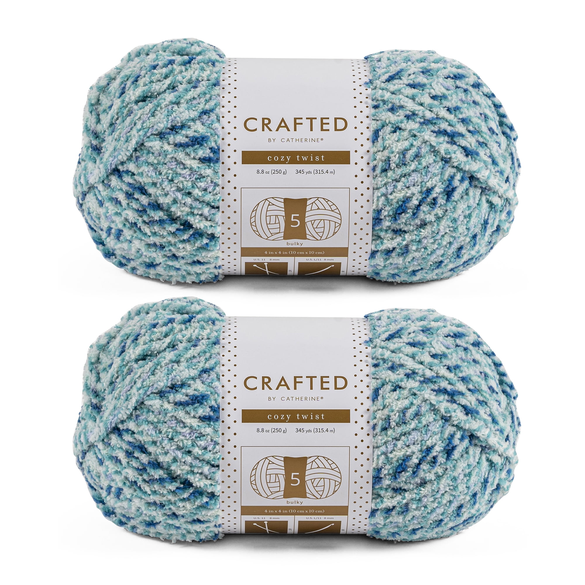 Crafted by Catherine Blue Multi Cozy Twist Bulky Yarn, 345 yards, 8.8&nbsp;oz/250g (2 Pack)