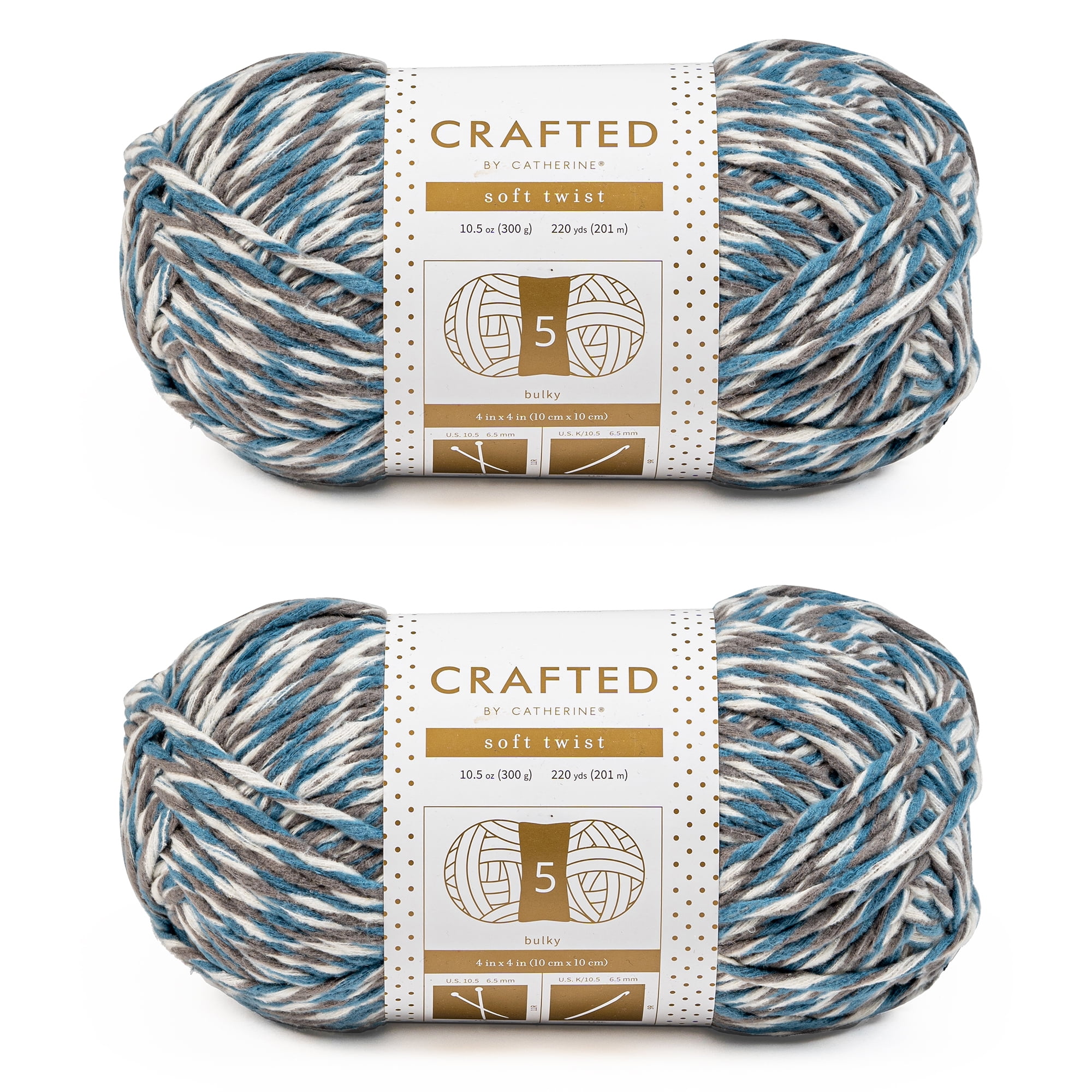Crafted by Catherine Blue Soft Twist Bulky Yarn, 220 yards, 10.5oz/300g (2 Pack)