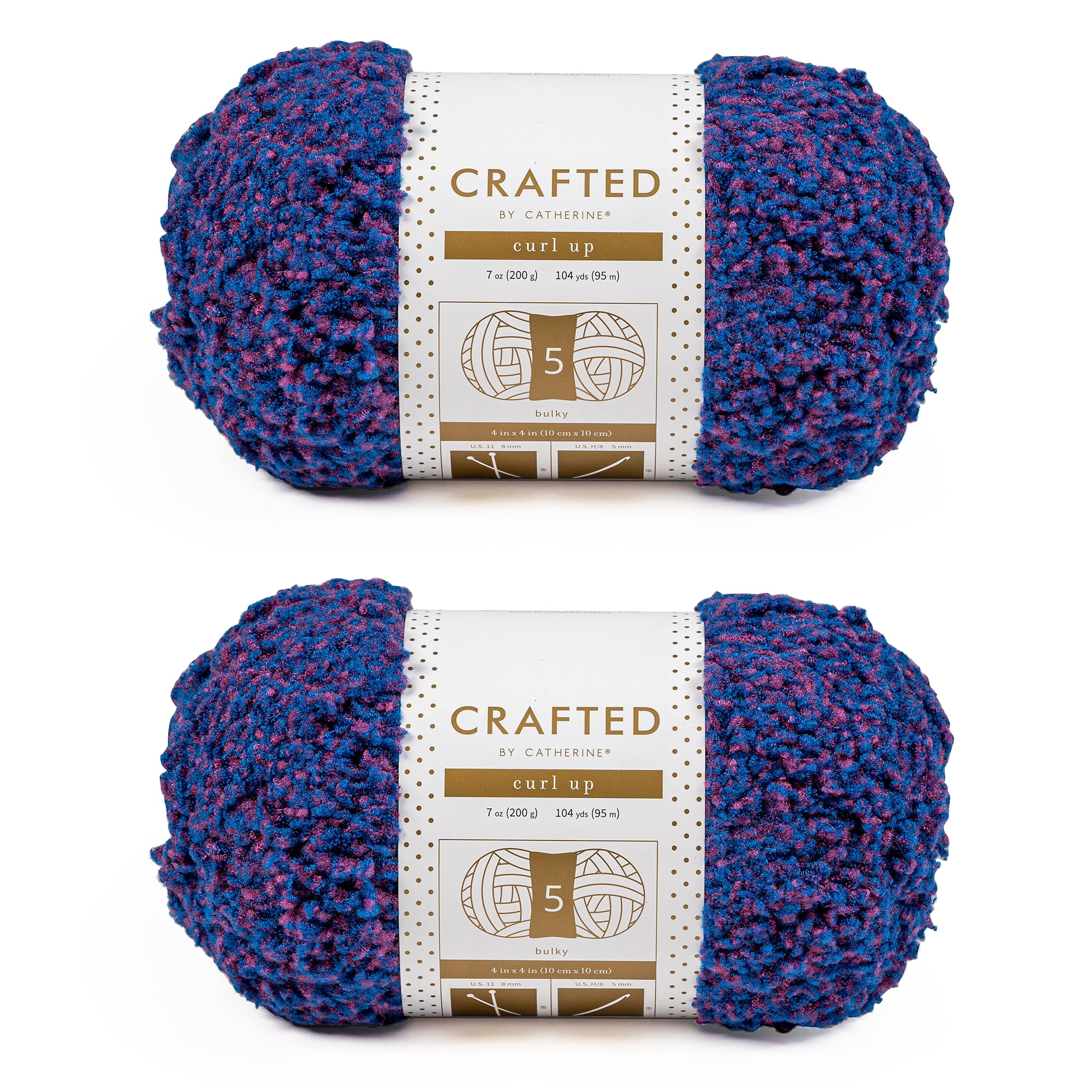 Crafted by Catherine Blueberry Curl Up Super Bulky Yarn, 104 yards, 7oz/200g (2 Pack)