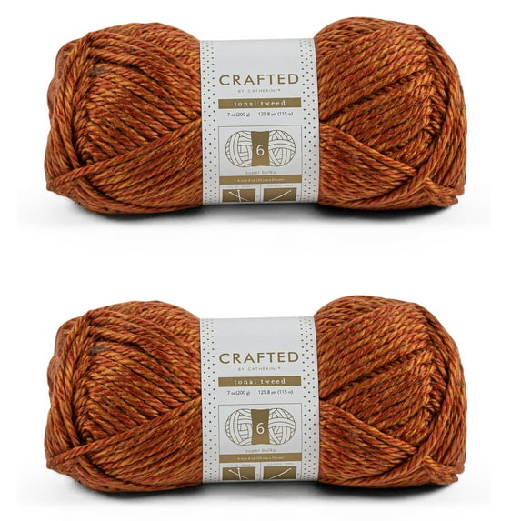 Crafted by Catherine Brick Tonal Tweed Super Bulky Yarn, 125 yards, 7oz/200g (2 Pack)