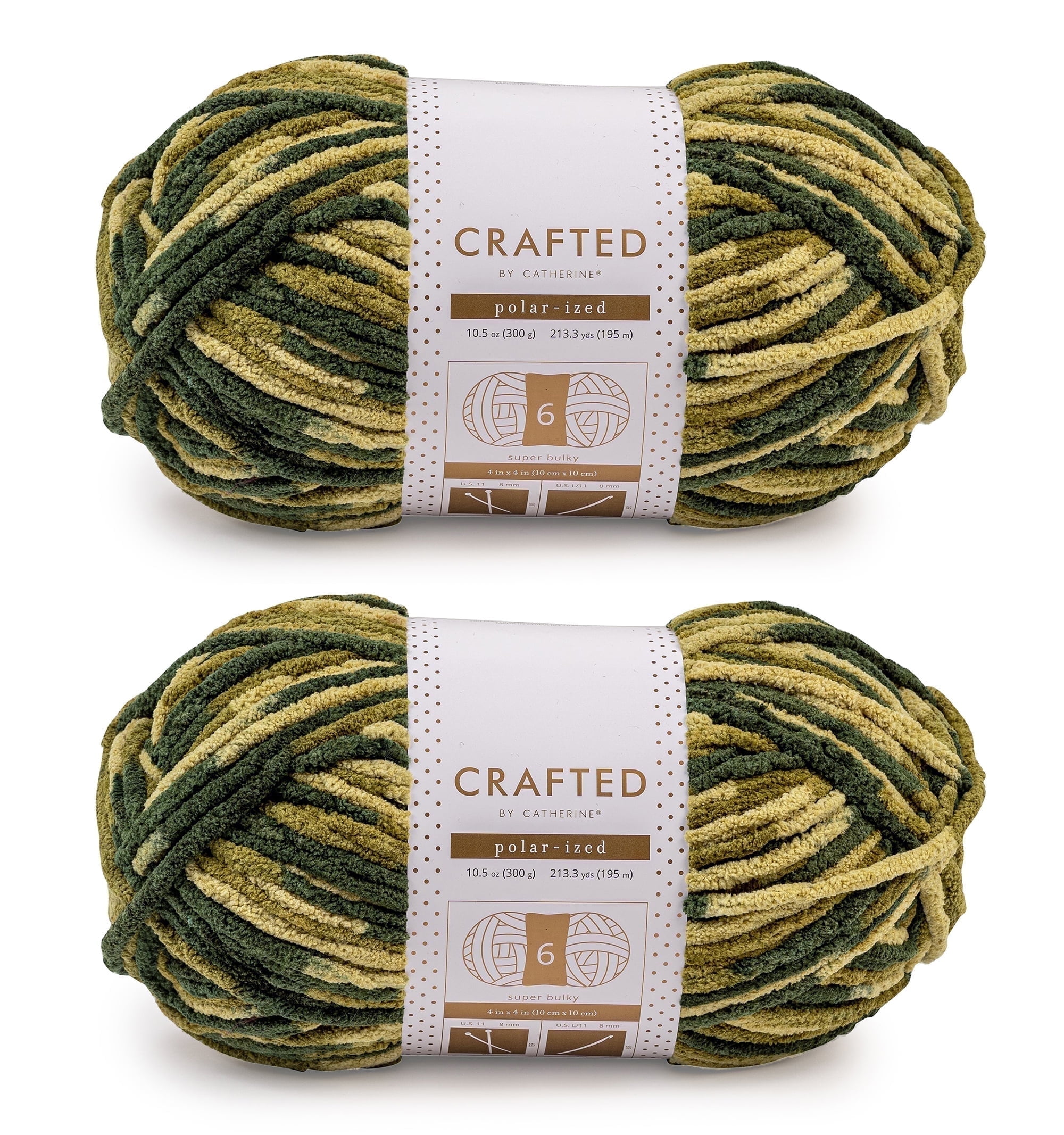 Crafted by Catherine Camouflage Multi Polarized Super Bulky Yarn, 213 yards, 10.5oz/300g (2 Pack)