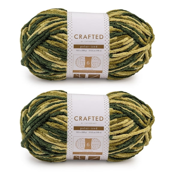 Crafted by Catherine Camouflage Multi Polarized Super Bulky Yarn, 213 yards, 10.5oz/300g (2 Pack)
