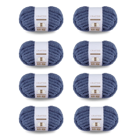 Crafted by Catherine Chunky Chenille Yarn - 8 Pack (8 oz / 227 g, 31.7 Yards Each Skein), Navy, Gauge 7 Jumbo