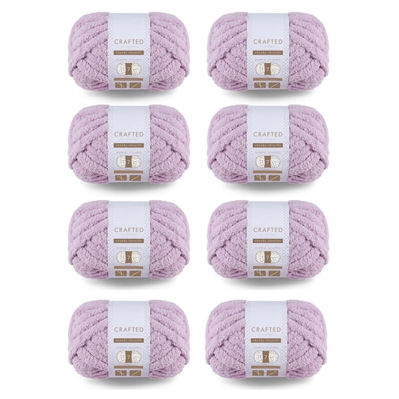 Crafted by Catherine Chunky Chenille Yarn - 8 Pack (8oz / 227g, 31.7 Yards Each Skein), Purple, Gauge 7 Jumbo