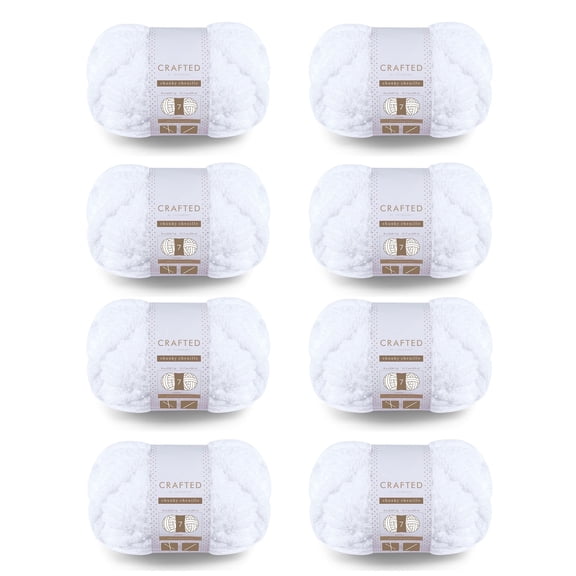 Crafted by Catherine Chunky Chenille Yarn - 8 Pack (8oz / 227g, 31.7 Yards Each Skein), White, Gauge 7 Jumbo