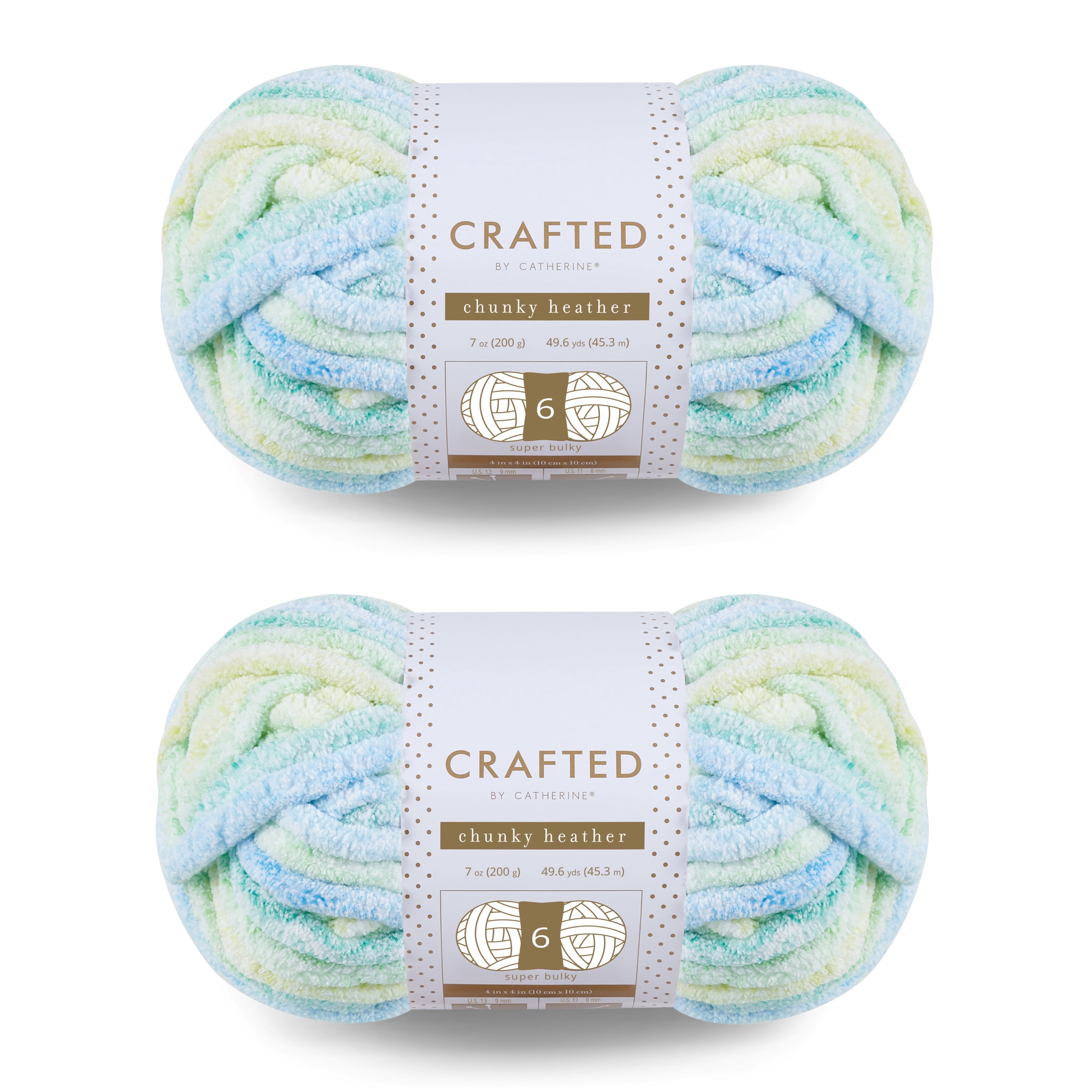 Crafted by Catherine Cool Multi Chunky Heather Super Bulky Yarn, 49 yards, 7oz/200g (2 Pack)