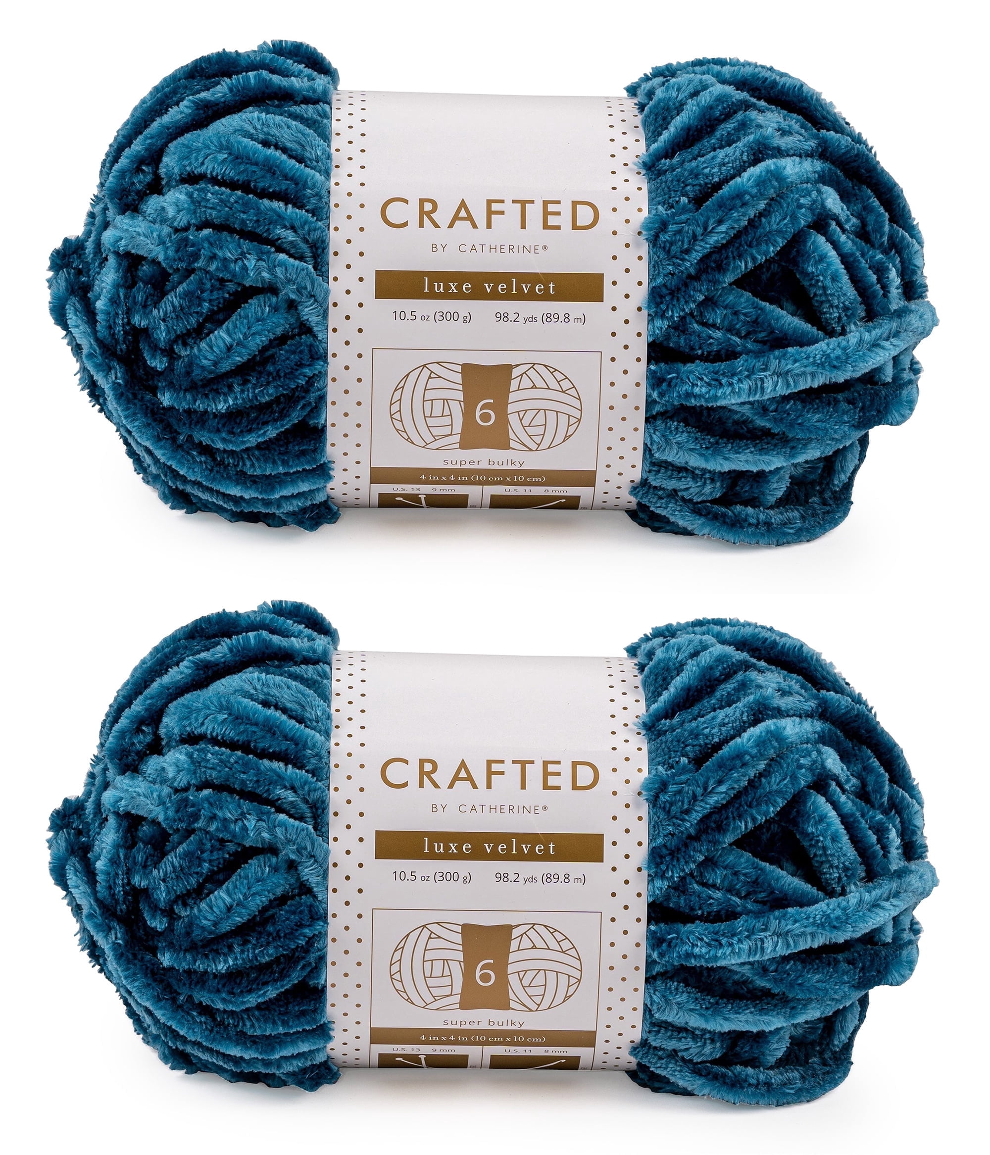 Crafted by Catherine Dark Teal Luxe Velvet Super Bulky Yarn, 98 yards, 10.5oz/300g (2 Pack)