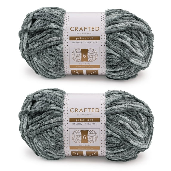 Crafted by Catherine Grey Multi Polarized Super Bulky Yarn, 213 Yards, 10.5oz/300g (2 Pack)