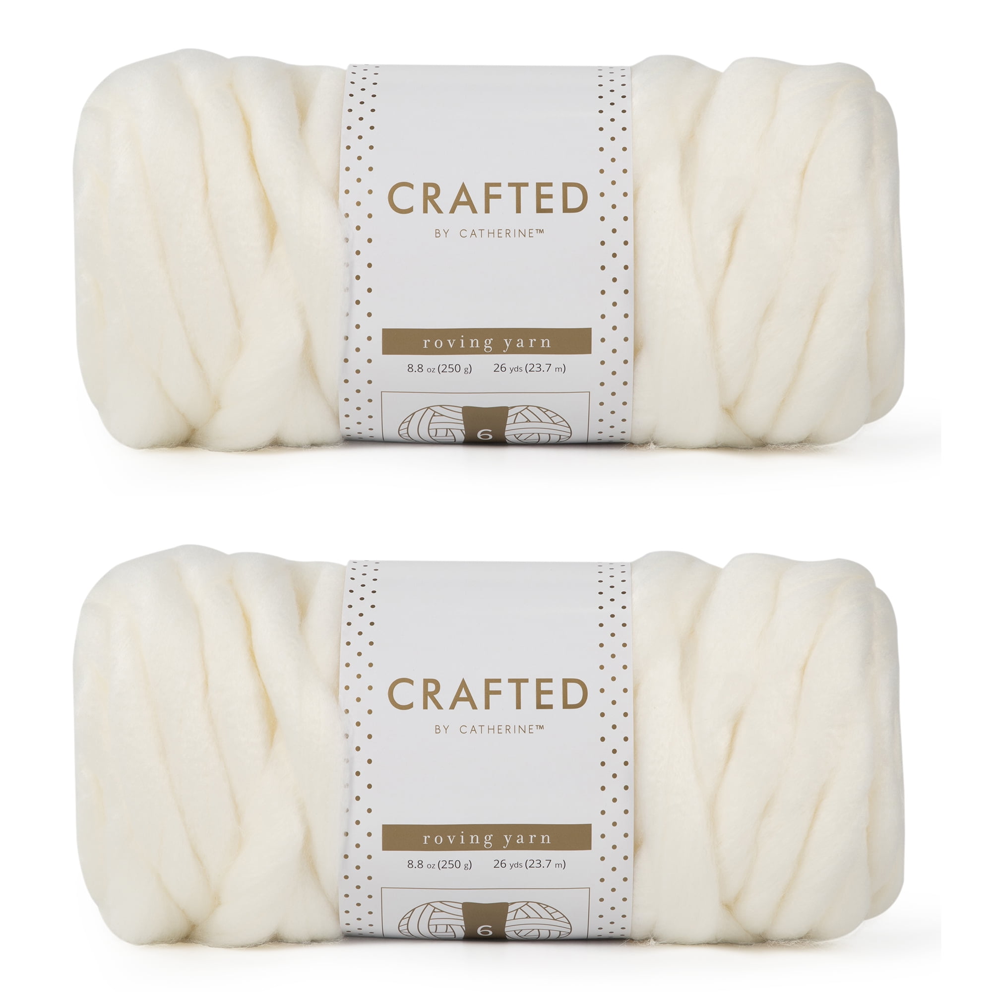 Crafted by Catherine Ivory Roving Super Bulky Yarn, 26 yards, 8.8oz/&nbsp;250g (2 Pack)