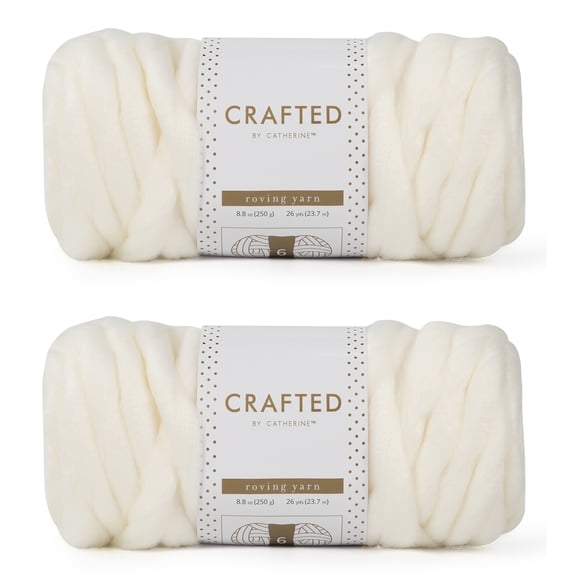 Crafted by Catherine Ivory Roving Super Bulky Yarn, 26 yards, 8.8oz/ 250g (2 Pack)
