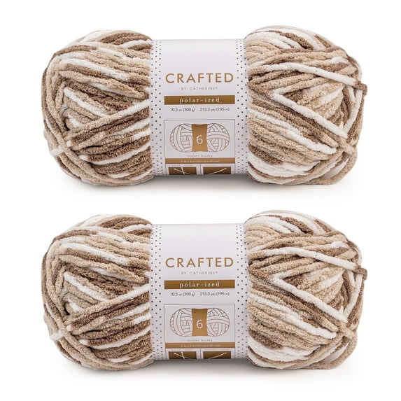 Crafted by Catherine Khaki Multi Polarized Super Bulky Yarn, 213 Yards, 10.5oz/300g (2 Pack)
