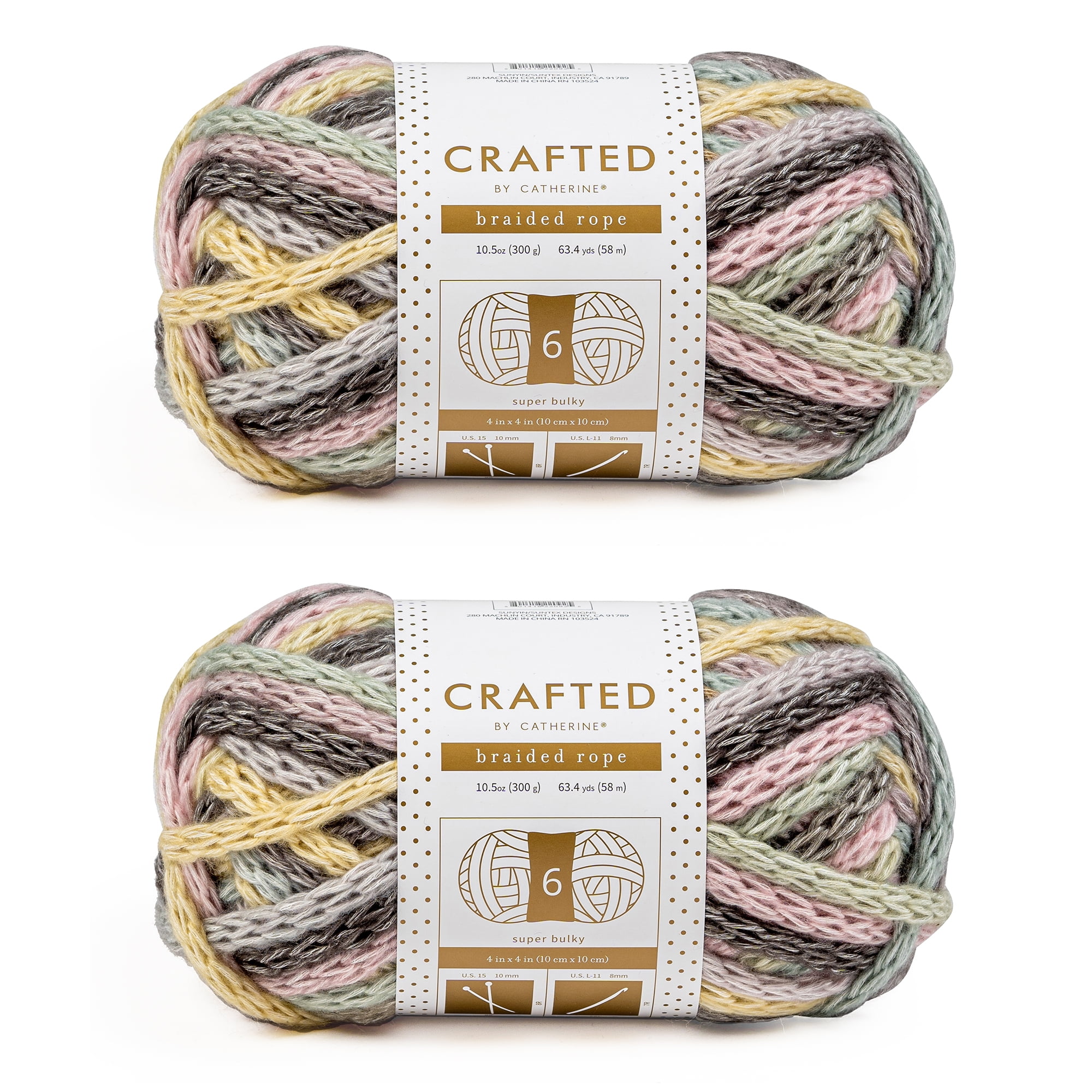 Crafted by Catherine Multi Braided Rope Super Bulky Yarn, 63 yards, 10 ...