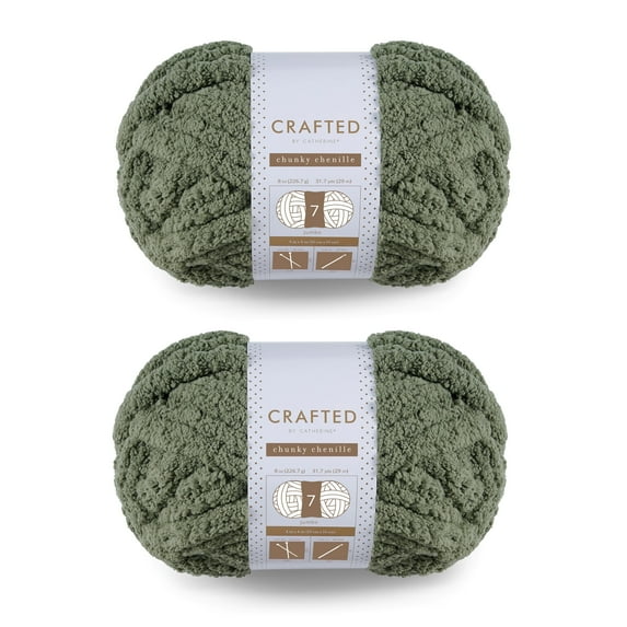 Crafted by Catherine Olive Chunky Chenille Jumbo Yarn, 41 yards, 10.5oz/300g (2 Pack)