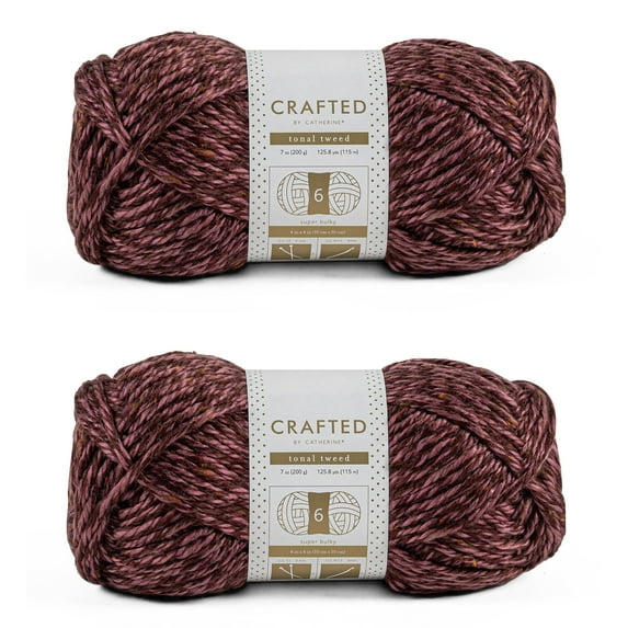 Crafted by Catherine Plum Tonal Tweed Super Bulky Yarn, 125 yards, 7oz/200g (2 Pack)