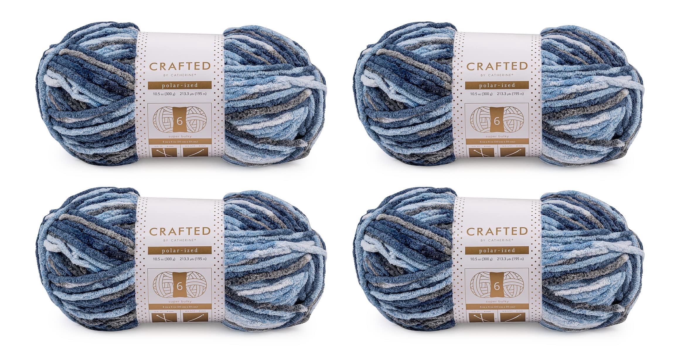 Crafted by Catherine Baby Blue Multi Polarized Super Bulky Yarn, 213 Yards, 10.5oz/300g (4 Pack)