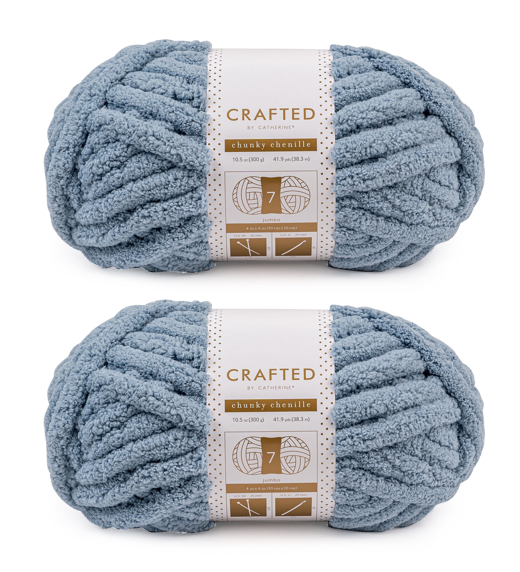 Crafted by Catherine Slate Blue Chunky Chenille Jumbo Yarn 41 yards 10.5oz 300g 2 Pack Walmart