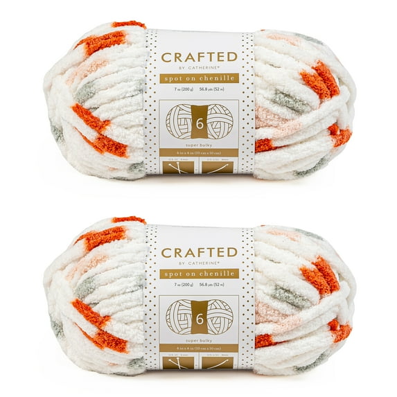 Crafted by Catherine Terracotta Multi Spot On Chenille Super Bulky Yarn, 56 yards, 7oz/200g (2 Pack)