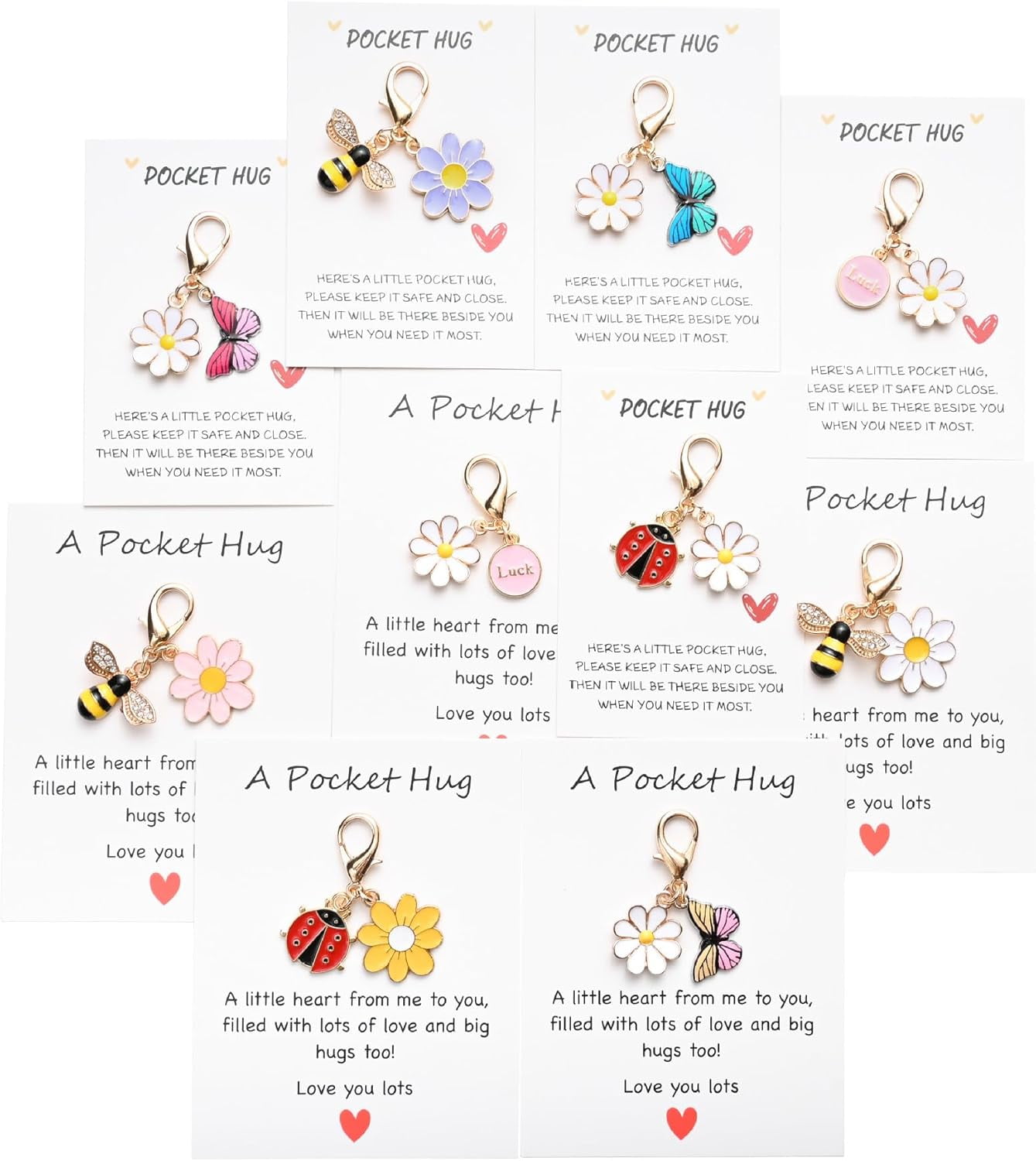 Crafted by Hand-20 Sets Hug Favors, DIY Pocket Token Keychains with ...